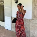 Long Off-Shoulder Watercolor Dress