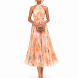 Aurora | Halter Neck Dress with Watercolor Print