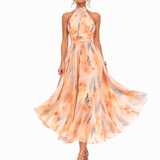 Aurora | Halter Neck Dress with Watercolor Print