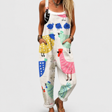 Comfortable Printed Overalls
