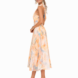 Aurora | Halter Neck Dress with Watercolor Print