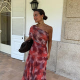 Long Off-Shoulder Watercolor Dress