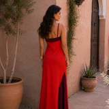 Long halter dress with opening