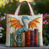 Padded Tote Bag - Emerald Dragon Guardian of the Books