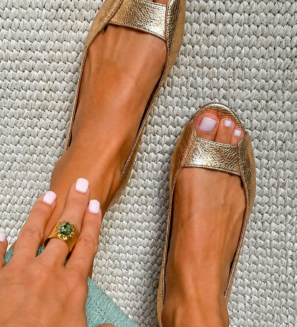 Adelina | Chic Comfort Golden Sandals
