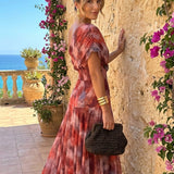 Long Off-Shoulder Watercolor Dress
