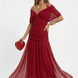 Long dress with V-neck