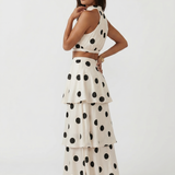Dot Print Top and Long Skirt Set
