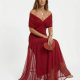 Long dress with V-neck