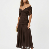 Long dress with V-neck