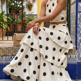 Dot Print Top and Long Skirt Set