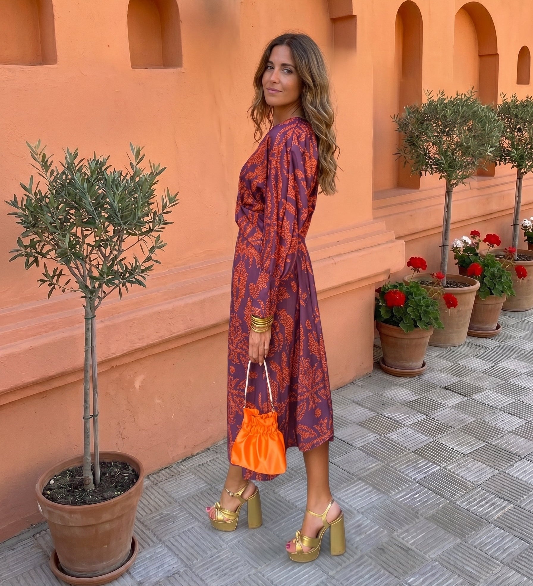 Midi dress with print