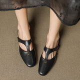 Roslyn Genuine Leather T-Strap Mules