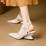 Velour Genuine Leather Slingbacks