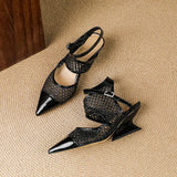Velour Genuine Leather Slingbacks