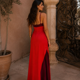 Long halter dress with opening