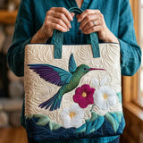 Padded Tote Bag - Hummingbird and White Flower