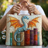 Padded Tote Bag - Emerald Dragon Guardian of the Books