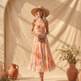 Aurora | Halter Neck Dress with Watercolor Print