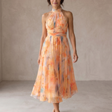 Aurora | Halter Neck Dress with Watercolor Print