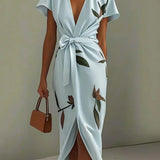 Callista Wrap Dress With Tie Belt