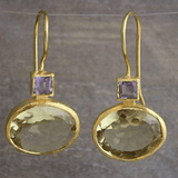 Aveline Vintage Green Crystal Gold Drop Earrings