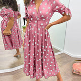 Vivienne Polka Dot V-Neck Dress