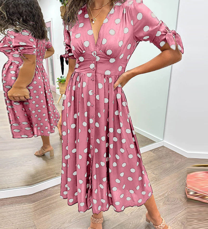 Vivienne Polka Dot V-Neck Dress