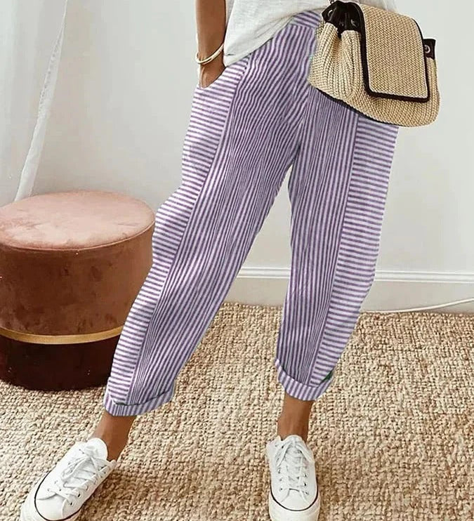 Sutton Striped Wide-Leg Pants