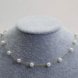 Celestine Gold Pearl Necklace