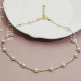 Celestine Gold Pearl Necklace