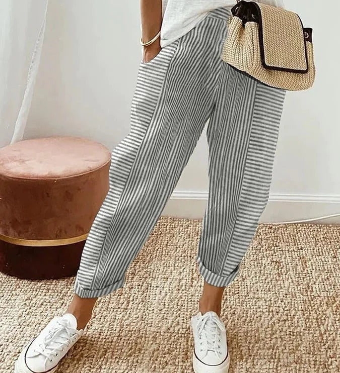 Sutton Striped Wide-Leg Pants