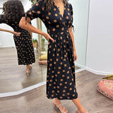 Vivienne Polka Dot V-Neck Dress