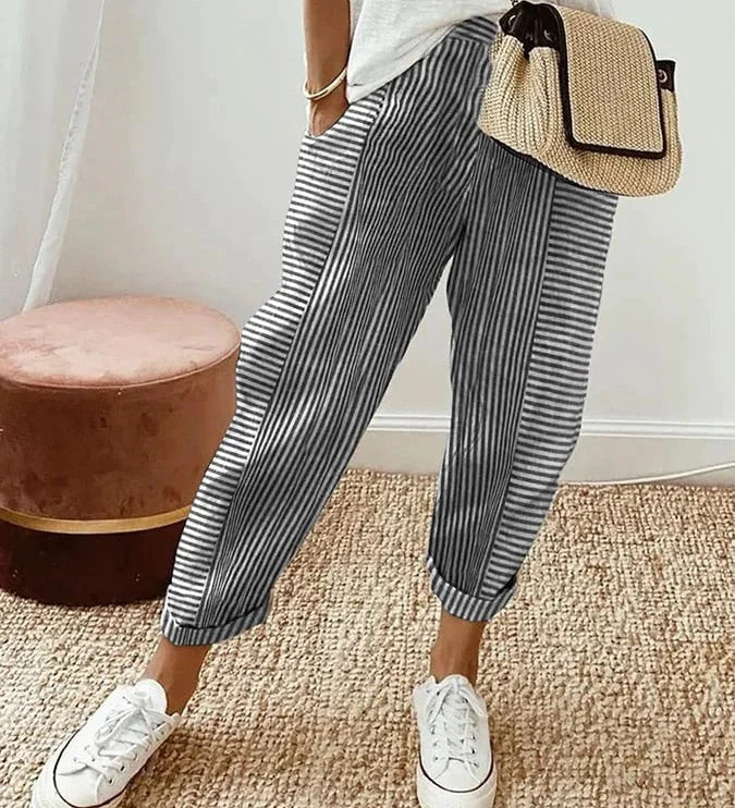 Sutton Striped Wide-Leg Pants