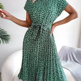 Roselyn Pleated Floral A-Line Dress