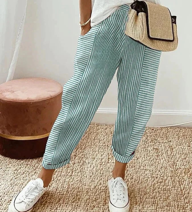 Sutton Striped Wide-Leg Pants
