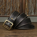Dalton Genuine Leather Brass Buckle Belt