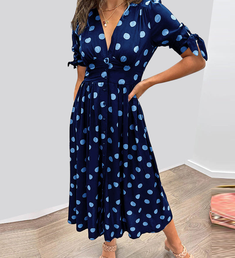 Vivienne Polka Dot V-Neck Dress
