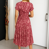 Valentina Off-Shoulder Midi Dress with Floral Print