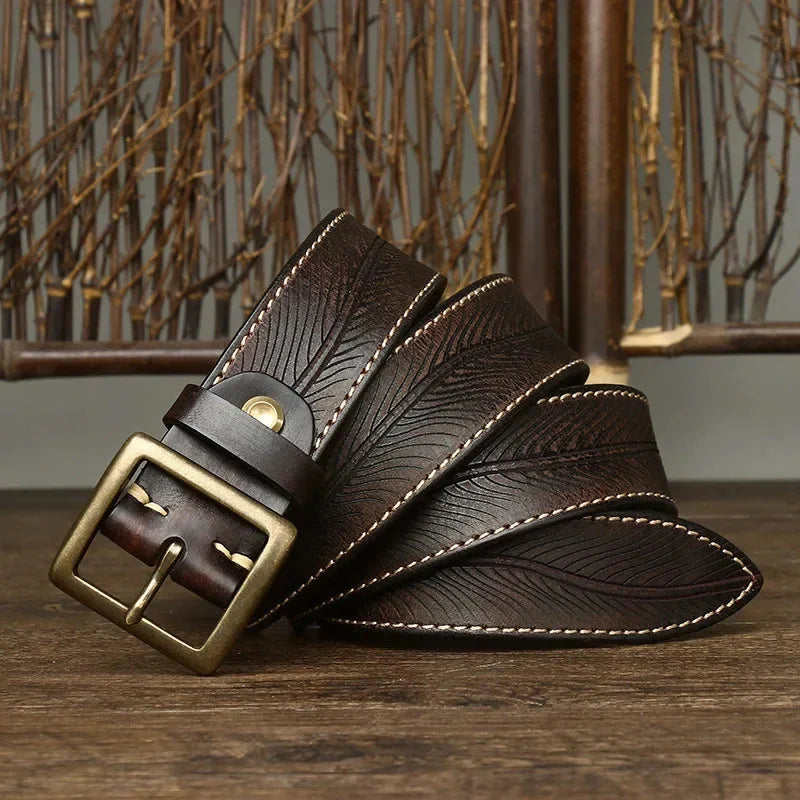 Dalton Genuine Leather Brass Buckle Belt