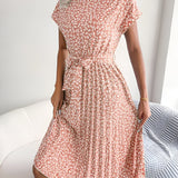 Roselyn Pleated Floral A-Line Dress
