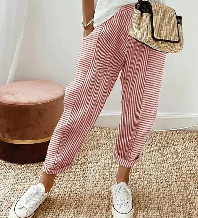 Sutton Striped Wide-Leg Pants