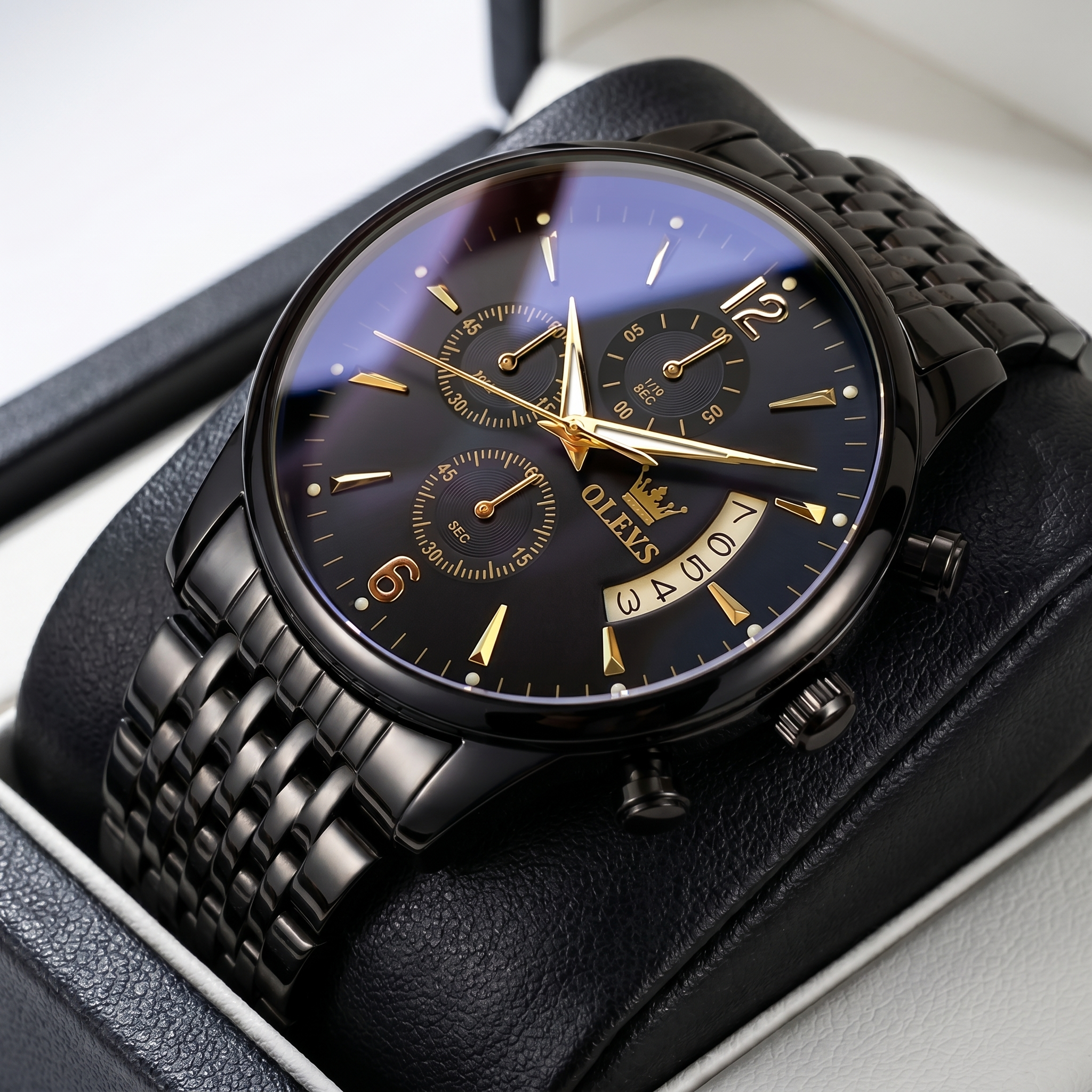 Caldwell Moon Phase Stainless Steel Watch