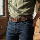 Dalton Genuine Leather Brass Buckle Belt