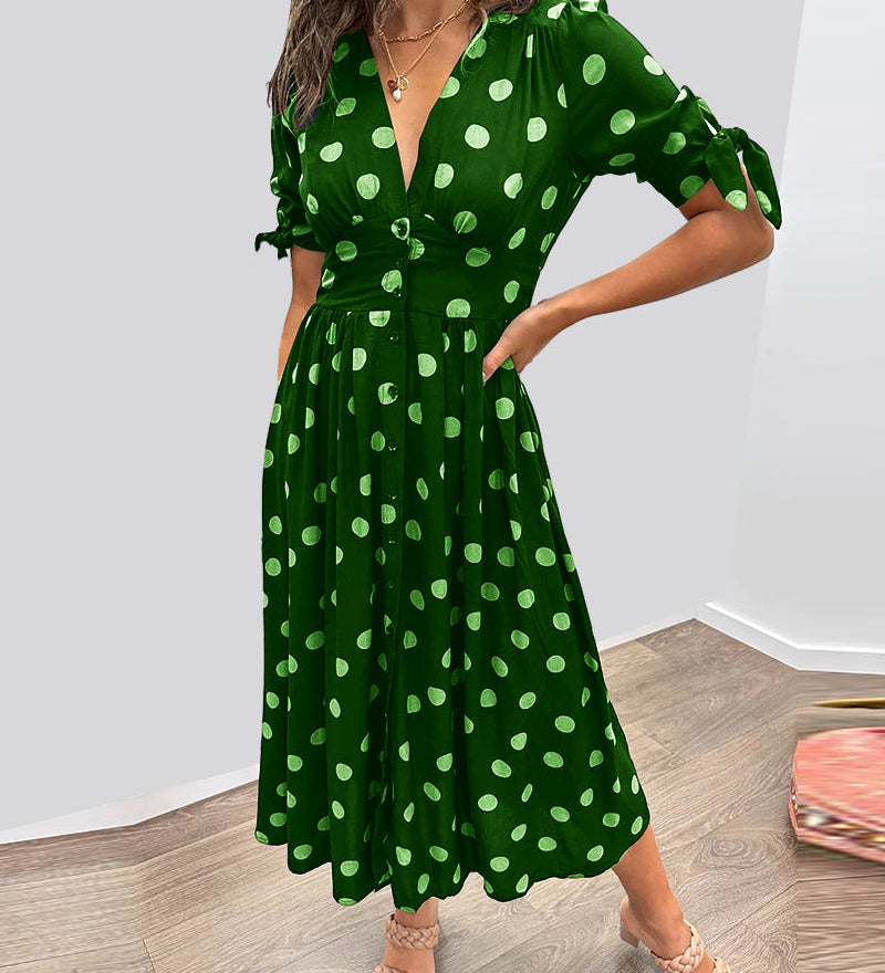 Vivienne Polka Dot V-Neck Dress