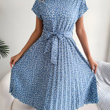 Roselyn Pleated Floral A-Line Dress