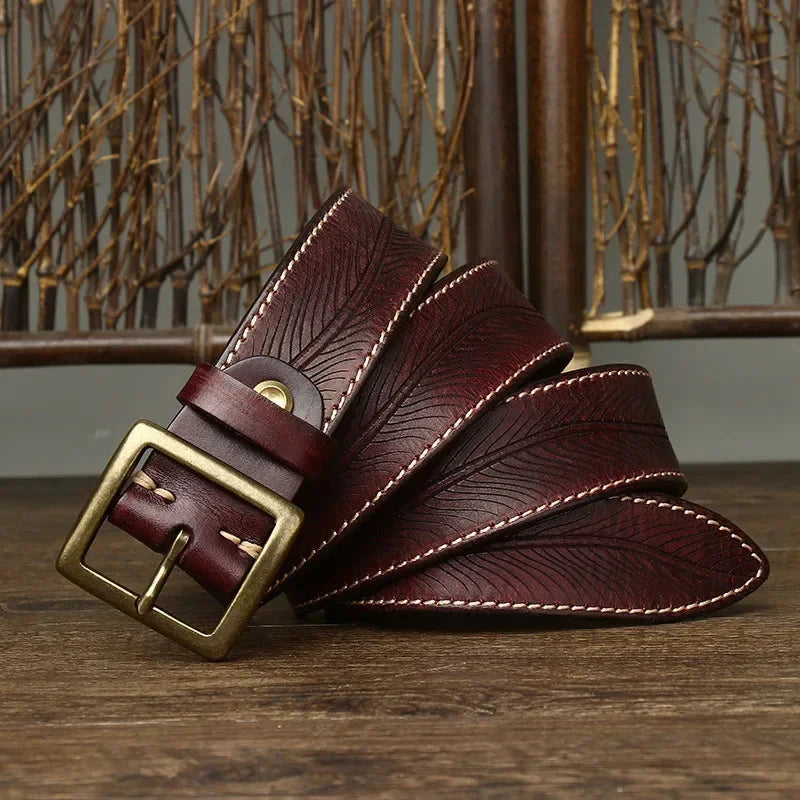 Dalton Genuine Leather Brass Buckle Belt