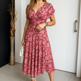 Valentina Off-Shoulder Midi Dress with Floral Print