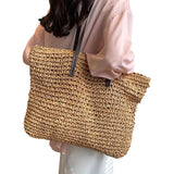 Solana Spacious Straw Beach Bag