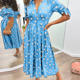 Vivienne Polka Dot V-Neck Dress